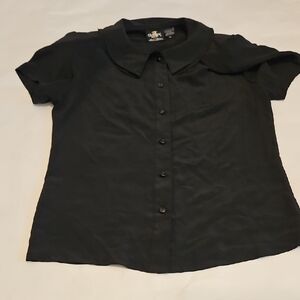 Oleg Cassini Black Blouse with Gold Label